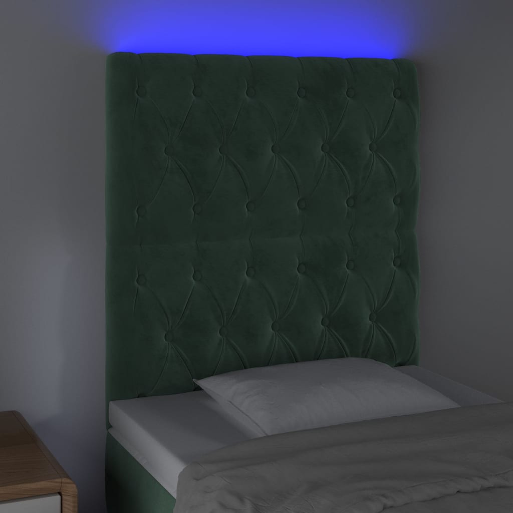 Hoofdbord LED 80x7x118/128 cm fluweel donkergroen is nu te koop bij PeponiXL, paradijselijk wonen!