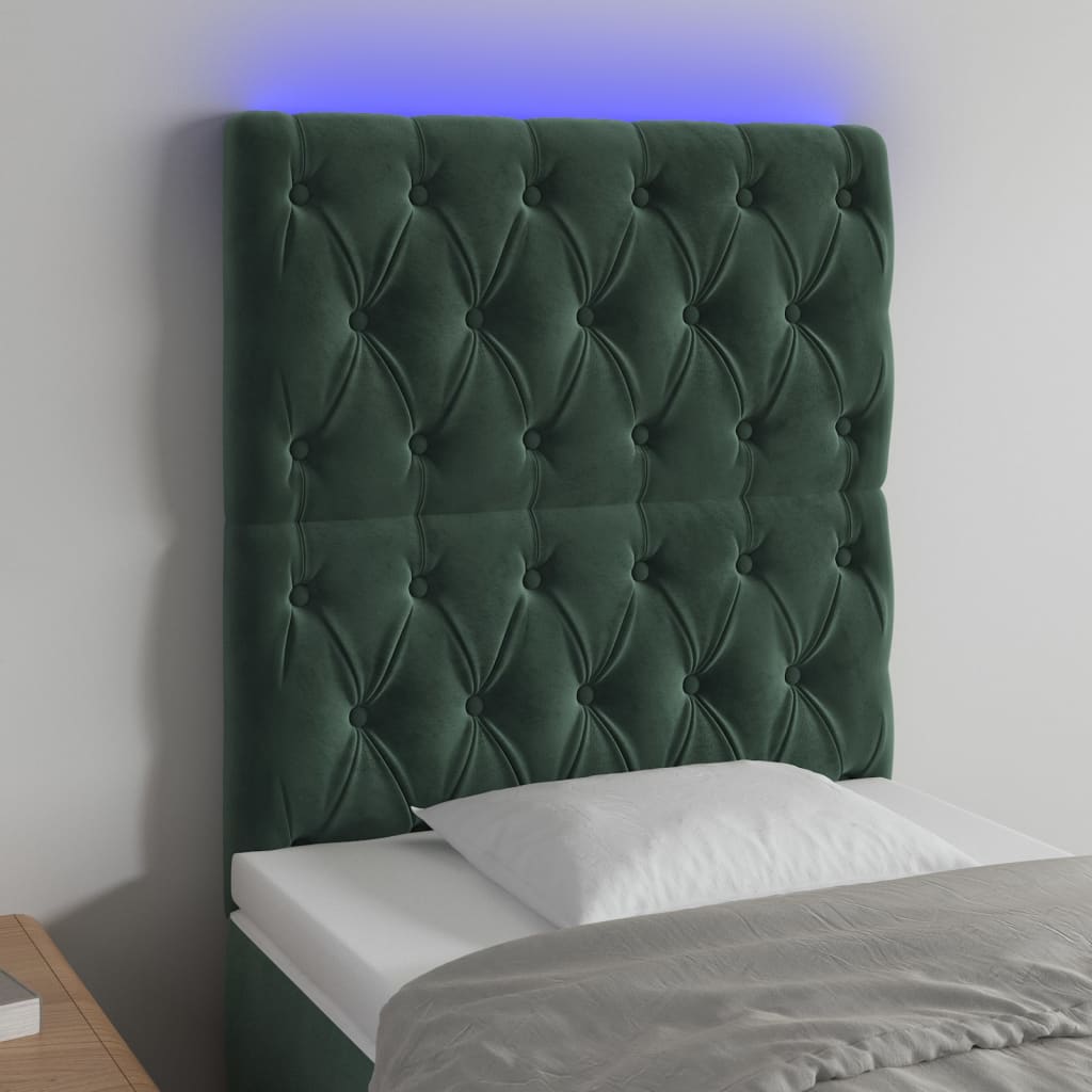 Hoofdbord LED 80x7x118/128 cm fluweel donkergroen is nu te koop bij PeponiXL, paradijselijk wonen!