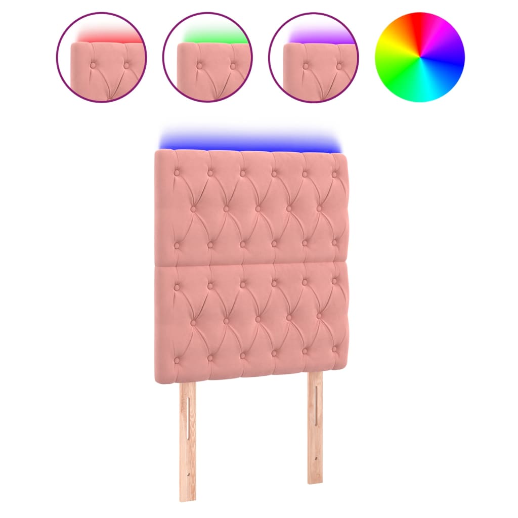 Hoofdbord LED 80x7x118/128 cm fluweel roze is nu te koop bij PeponiXL, paradijselijk wonen!
