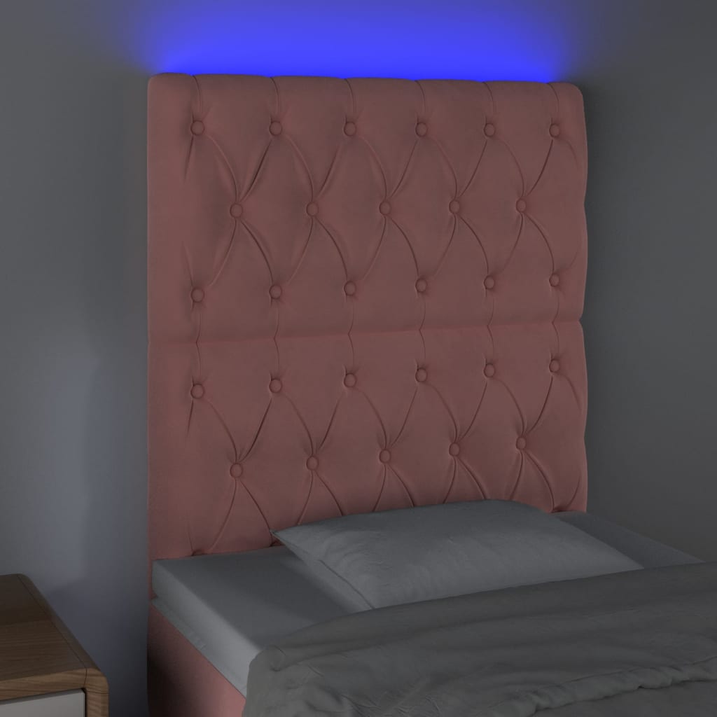 Hoofdbord LED 80x7x118/128 cm fluweel roze is nu te koop bij PeponiXL, paradijselijk wonen!