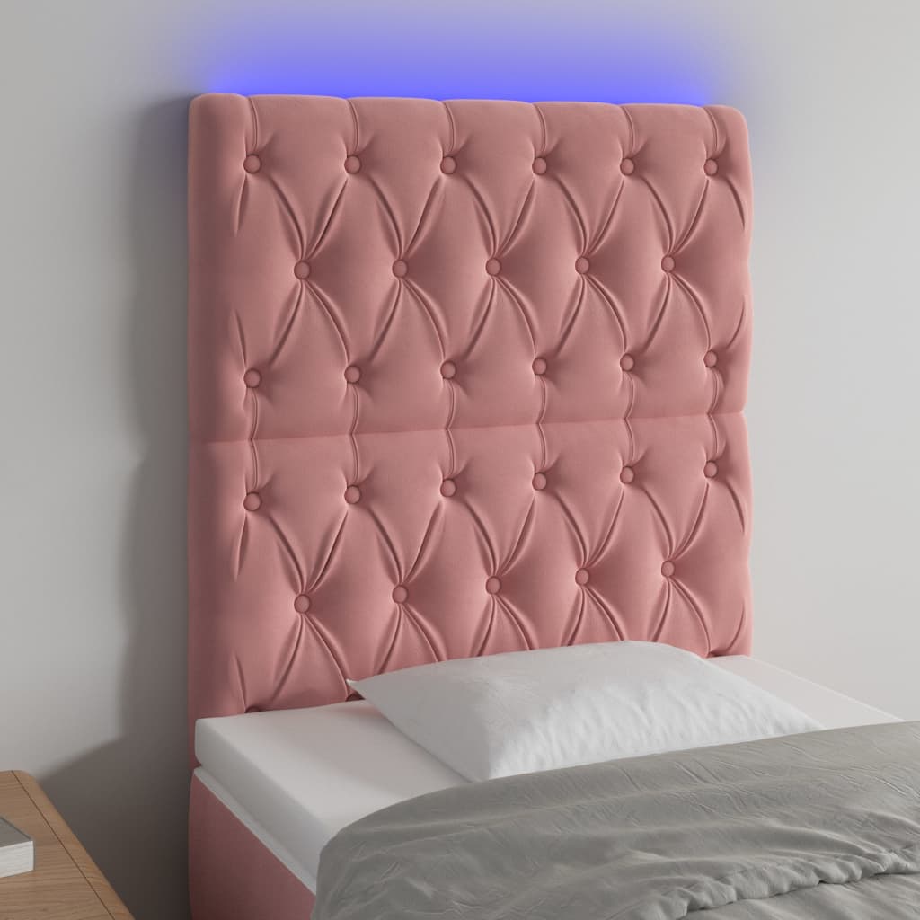 Hoofdbord LED 80x7x118/128 cm fluweel roze is nu te koop bij PeponiXL, paradijselijk wonen!