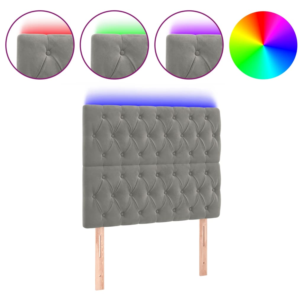 Hoofdbord LED 90x7x118/128 cm fluweel lichtgrijs is nu te koop bij PeponiXL, paradijselijk wonen!