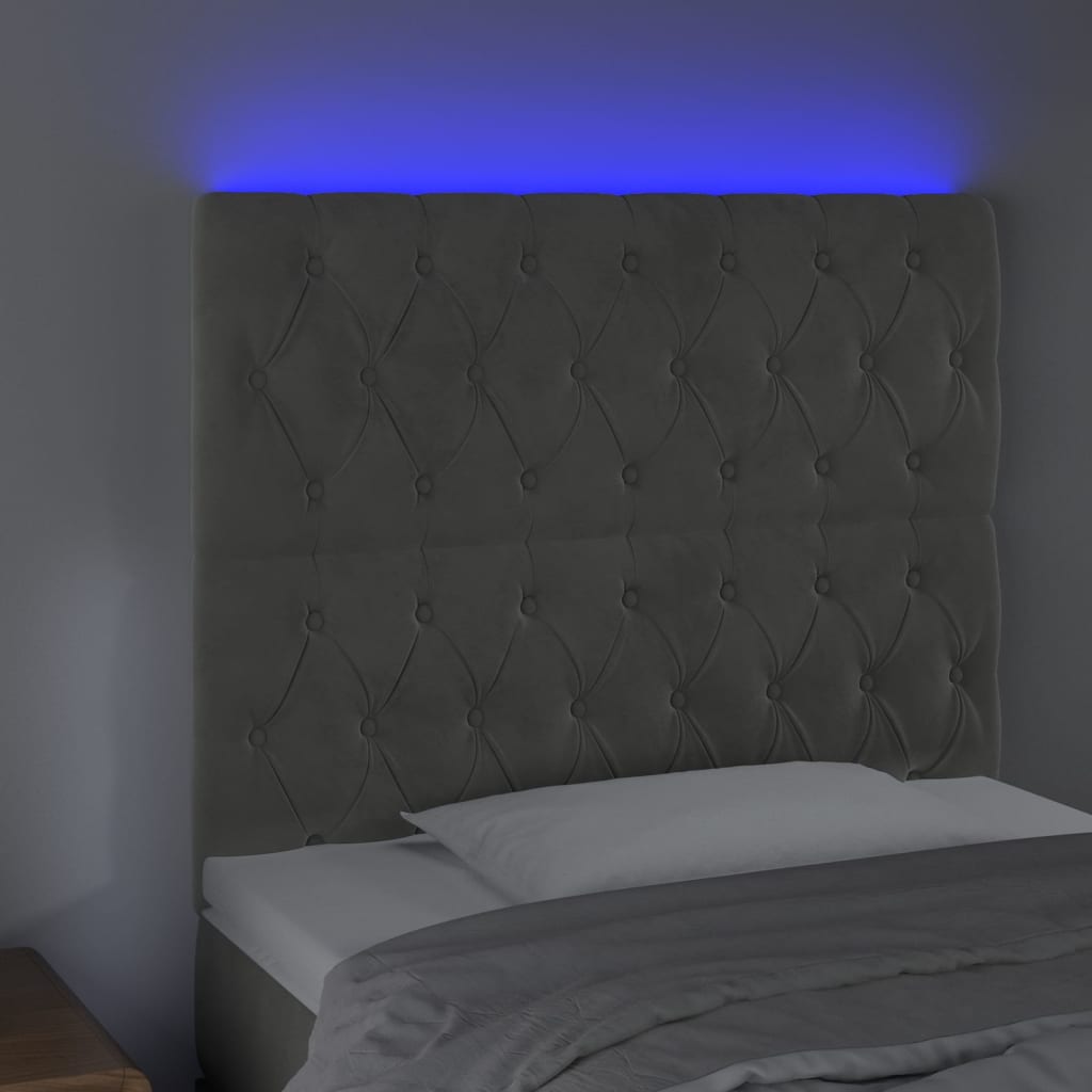 Hoofdbord LED 90x7x118/128 cm fluweel lichtgrijs is nu te koop bij PeponiXL, paradijselijk wonen!