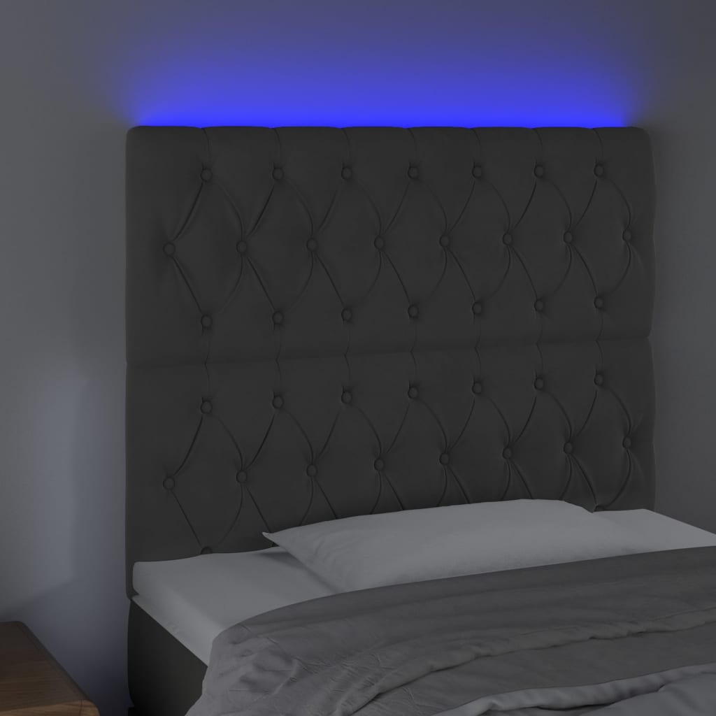 Hoofdbord LED 90x7x118/128 cm fluweel donkergrijs is nu te koop bij PeponiXL, paradijselijk wonen!