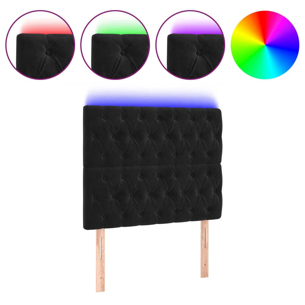 Hoofdbord LED 90x7x118/128 cm fluweel zwart is nu te koop bij PeponiXL, paradijselijk wonen!