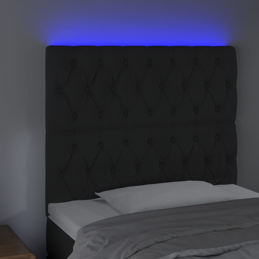 Hoofdbord LED 90x7x118/128 cm fluweel zwart is nu te koop bij PeponiXL, paradijselijk wonen!