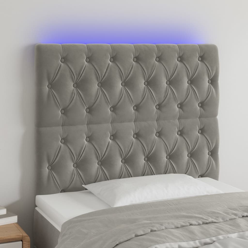 Hoofdbord LED 100x7x118/128 cm fluweel lichtgrijs is nu te koop bij PeponiXL, paradijselijk wonen!
