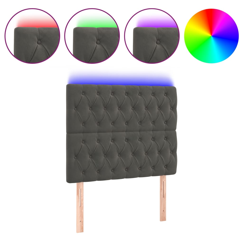Hoofdbord LED 100x7x118/128 cm fluweel donkergrijs is nu te koop bij PeponiXL, paradijselijk wonen!