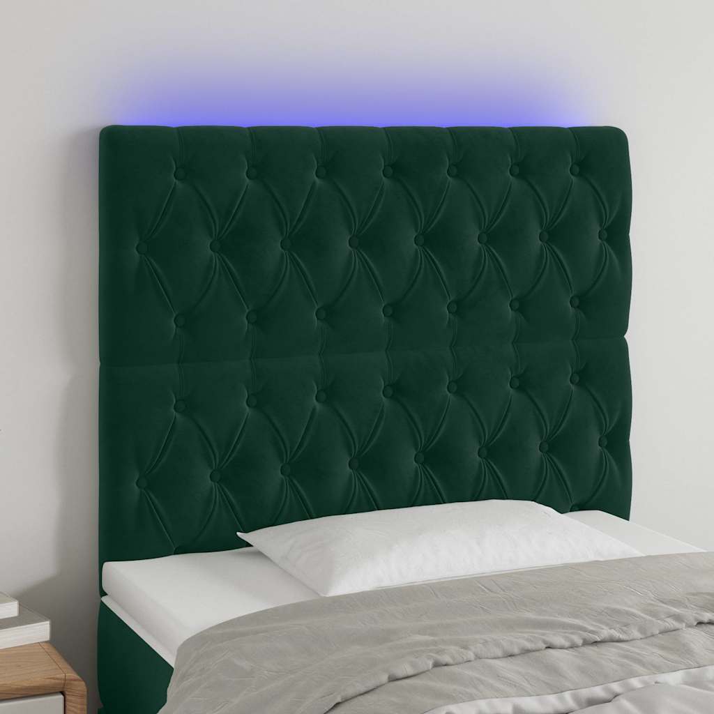 Hoofdbord LED 100x7x118/128 cm fluweel donkergroen is nu te koop bij PeponiXL, paradijselijk wonen!