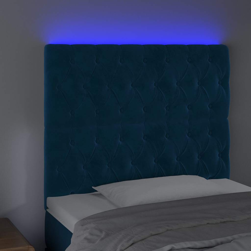 Hoofdbord LED 100x7x118/128 cm fluweel donkerblauw is nu te koop bij PeponiXL, paradijselijk wonen!