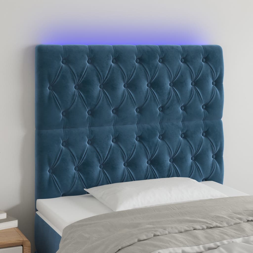 Hoofdbord LED 100x7x118/128 cm fluweel donkerblauw is nu te koop bij PeponiXL, paradijselijk wonen!