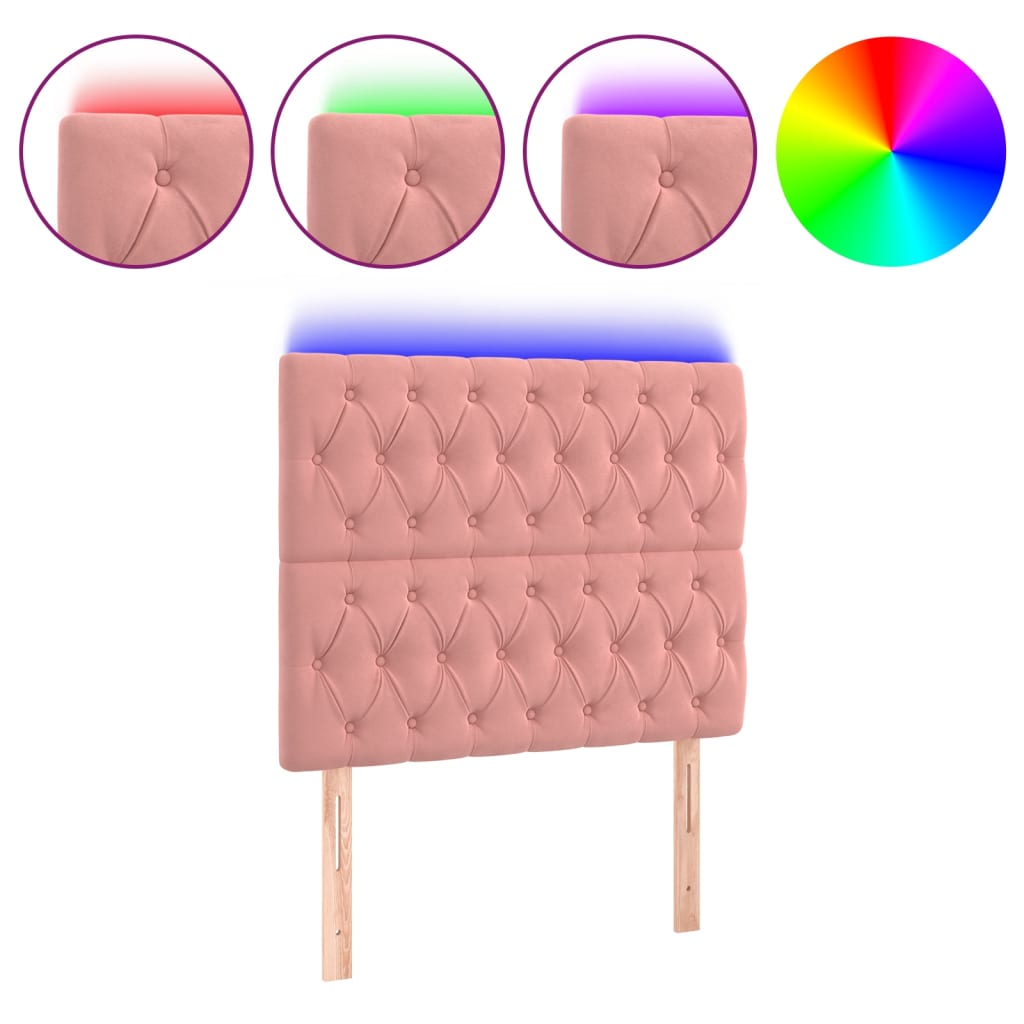 Hoofdbord LED 100x7x118/128 cm fluweel roze is nu te koop bij PeponiXL, paradijselijk wonen!