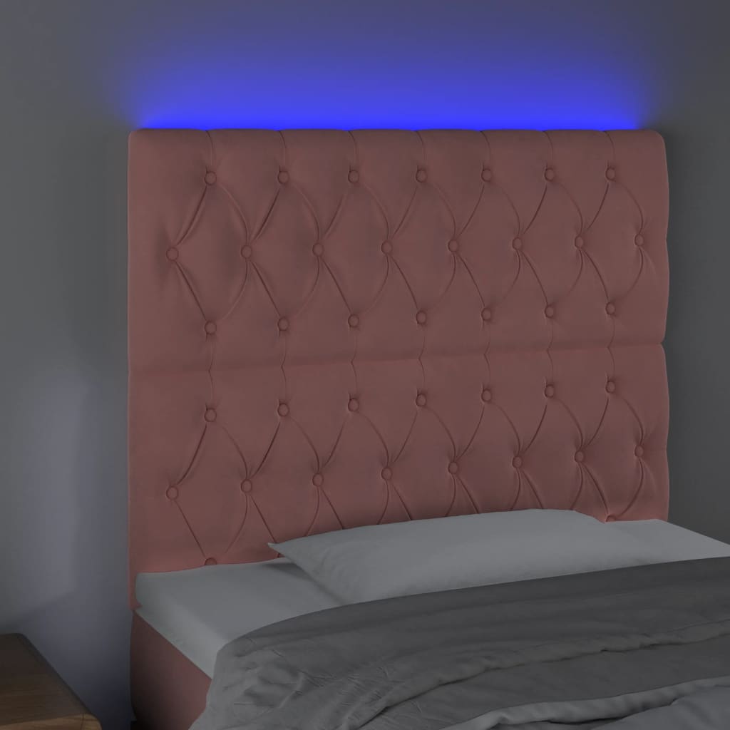Hoofdbord LED 100x7x118/128 cm fluweel roze is nu te koop bij PeponiXL, paradijselijk wonen!