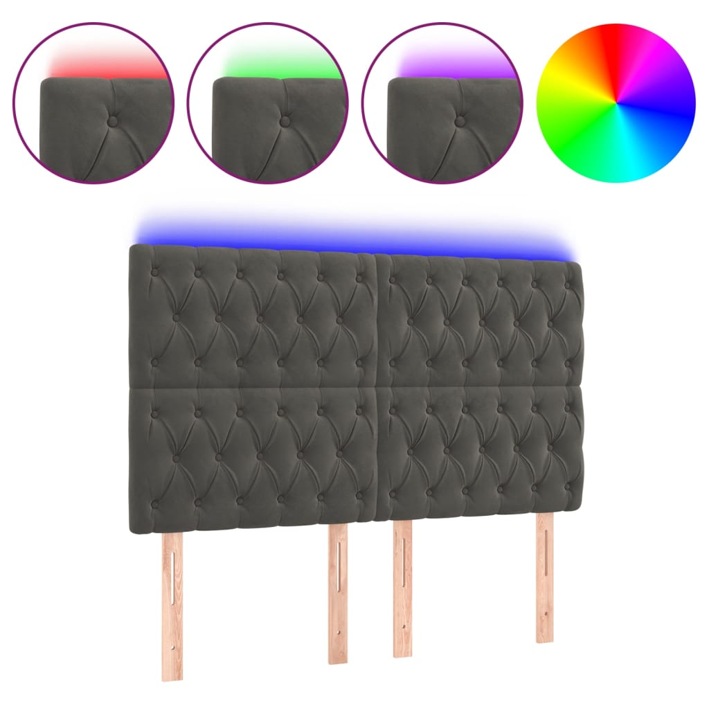 Hoofdbord LED 144x7x118/128 cm fluweel donkergrijs is nu te koop bij PeponiXL, paradijselijk wonen!