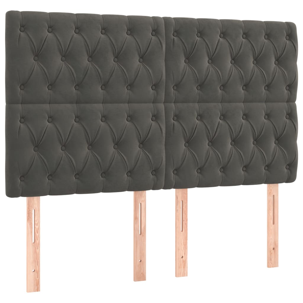 Hoofdbord LED 144x7x118/128 cm fluweel donkergrijs is nu te koop bij PeponiXL, paradijselijk wonen!