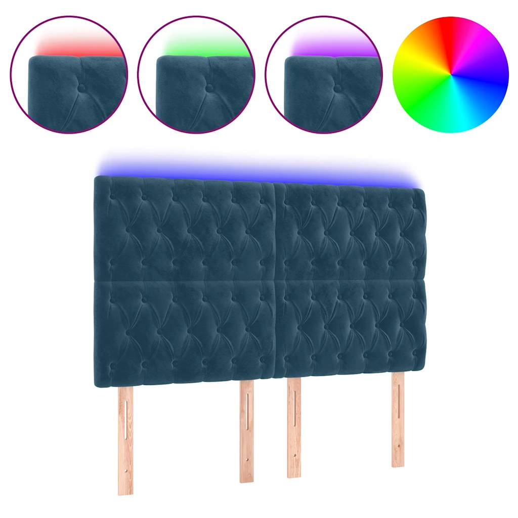 Hoofdbord LED 144x7x118/128 cm fluweel donkerblauw is nu te koop bij PeponiXL, paradijselijk wonen!