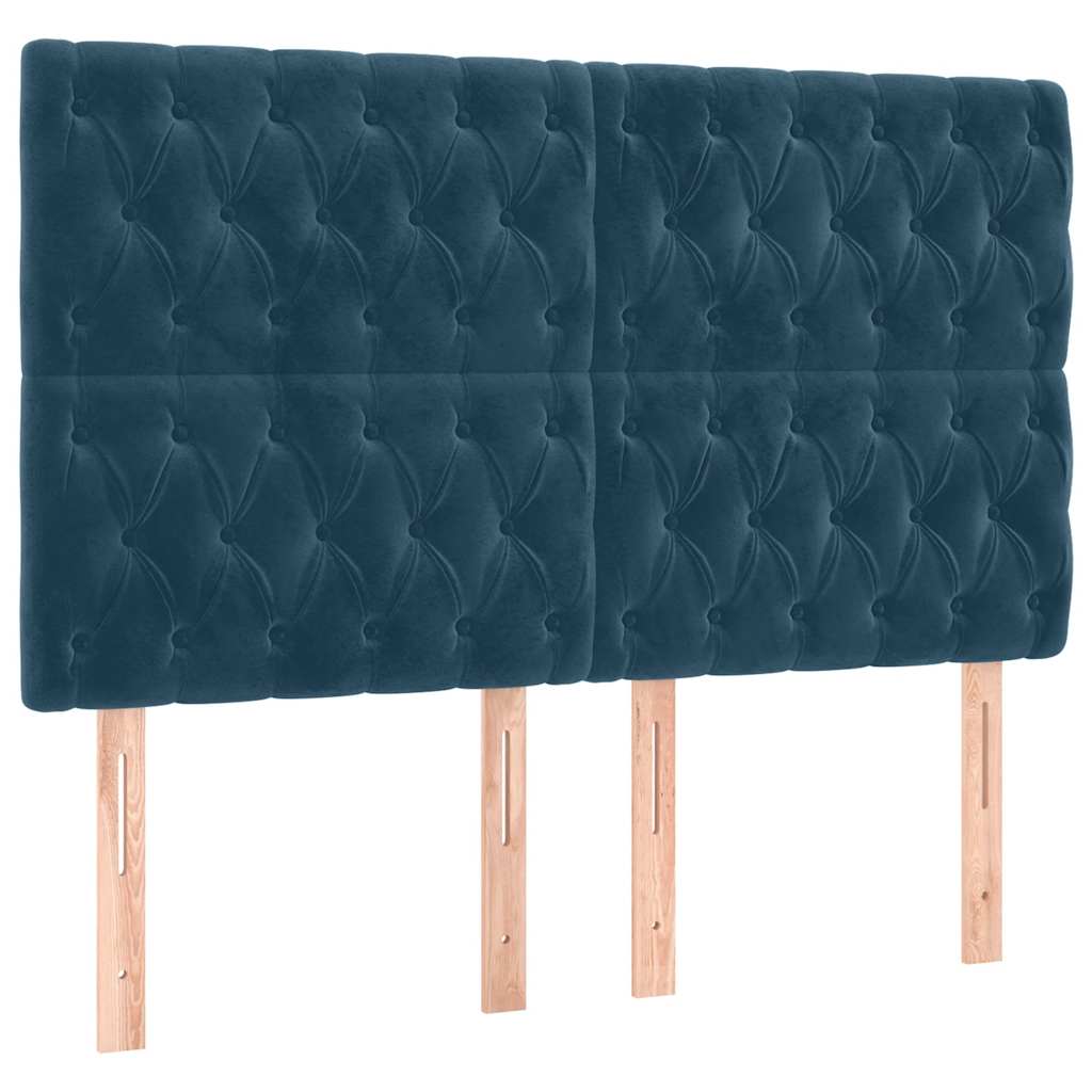 Hoofdbord LED 144x7x118/128 cm fluweel donkerblauw is nu te koop bij PeponiXL, paradijselijk wonen!