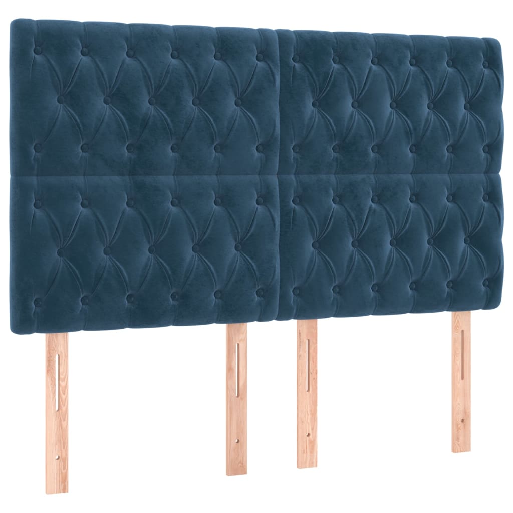 Hoofdbord LED 160x7x118/128 cm fluweel donkerblauw is nu te koop bij PeponiXL, paradijselijk wonen!