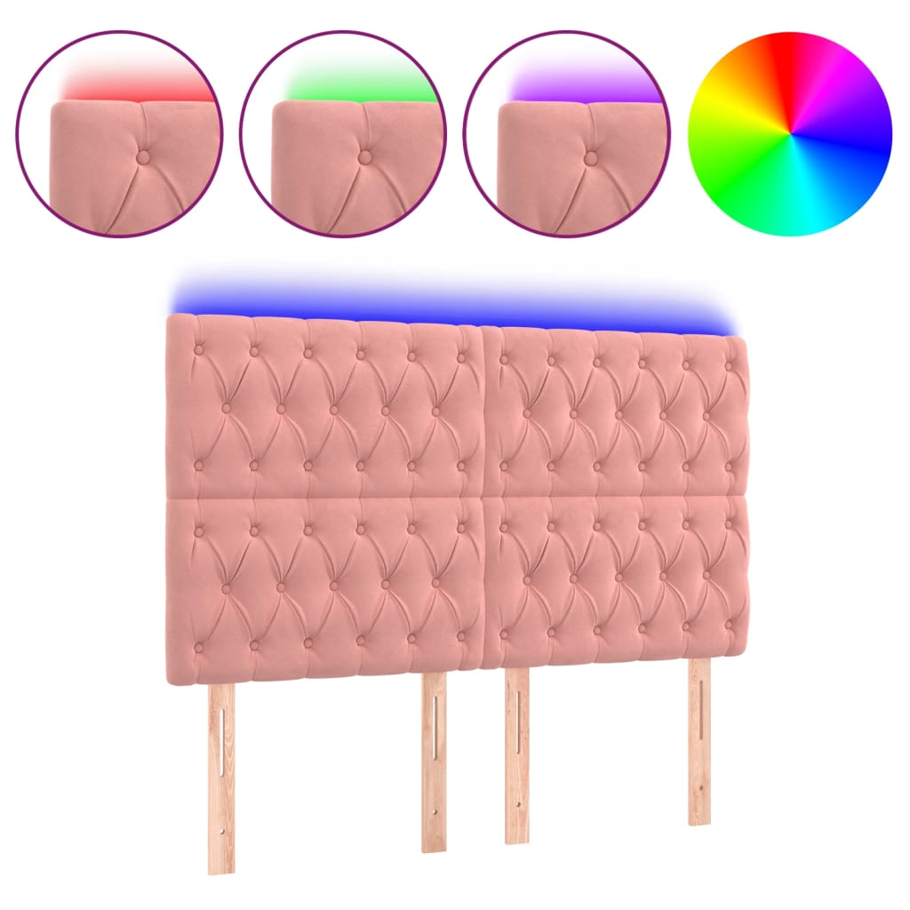 Hoofdbord LED 160x7x118/128 cm fluweel roze is nu te koop bij PeponiXL, paradijselijk wonen!