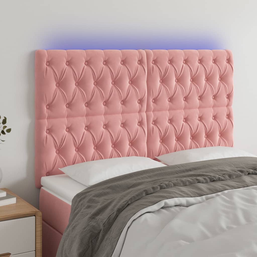 Hoofdbord LED 160x7x118/128 cm fluweel roze is nu te koop bij PeponiXL, paradijselijk wonen!