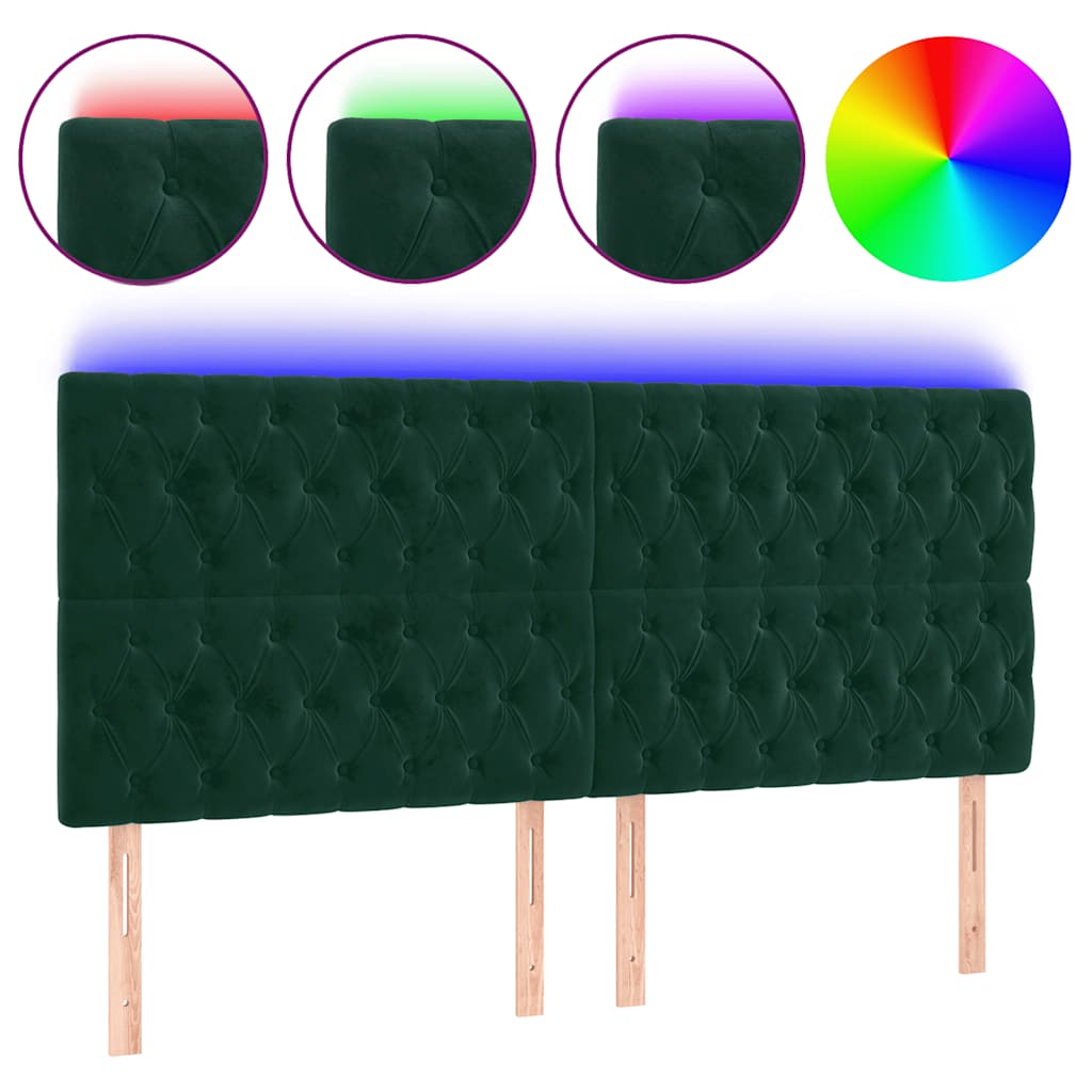 Hoofdbord LED 200x7x118/128 cm fluweel donkergroen is nu te koop bij PeponiXL, paradijselijk wonen!