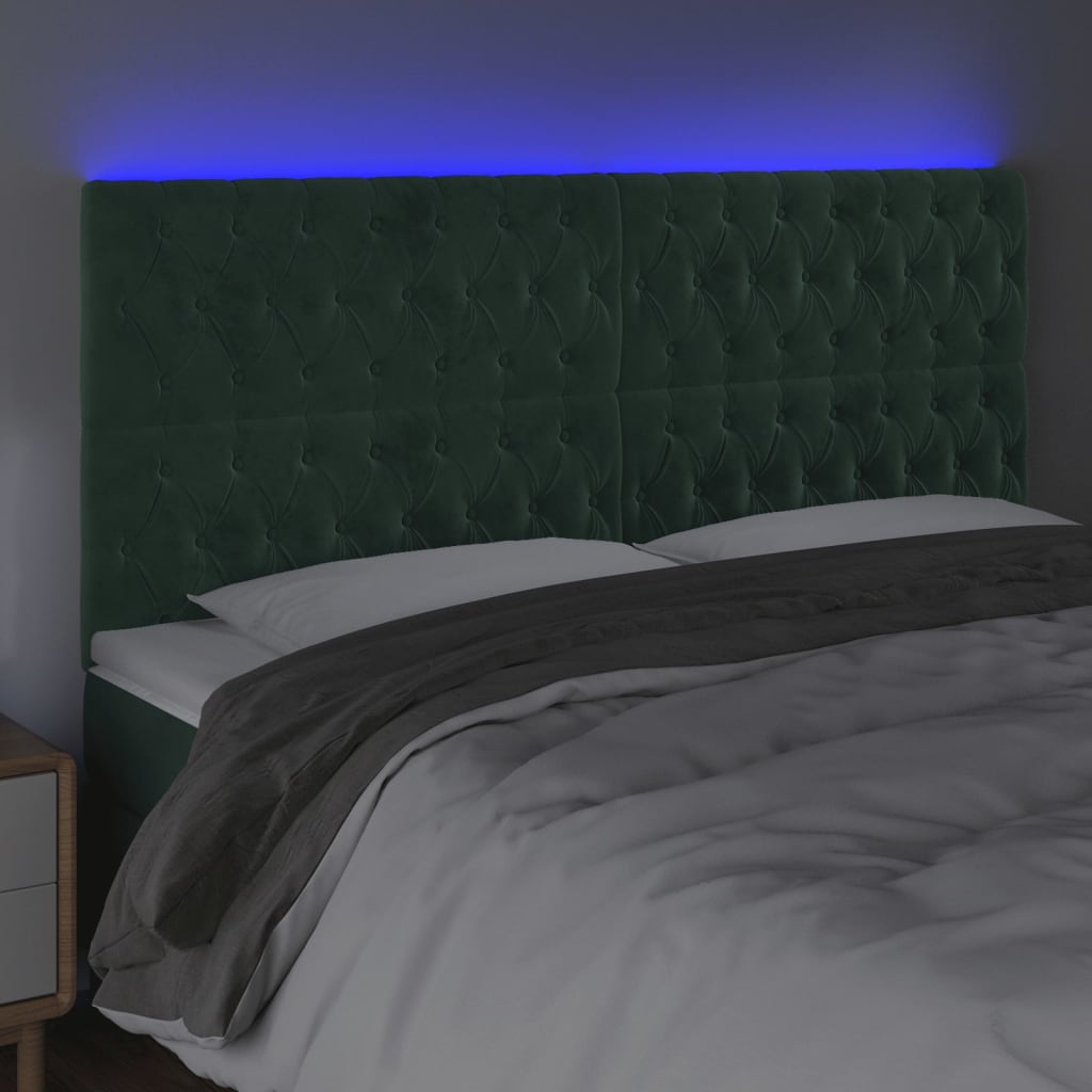 Hoofdbord LED 200x7x118/128 cm fluweel donkergroen is nu te koop bij PeponiXL, paradijselijk wonen!
