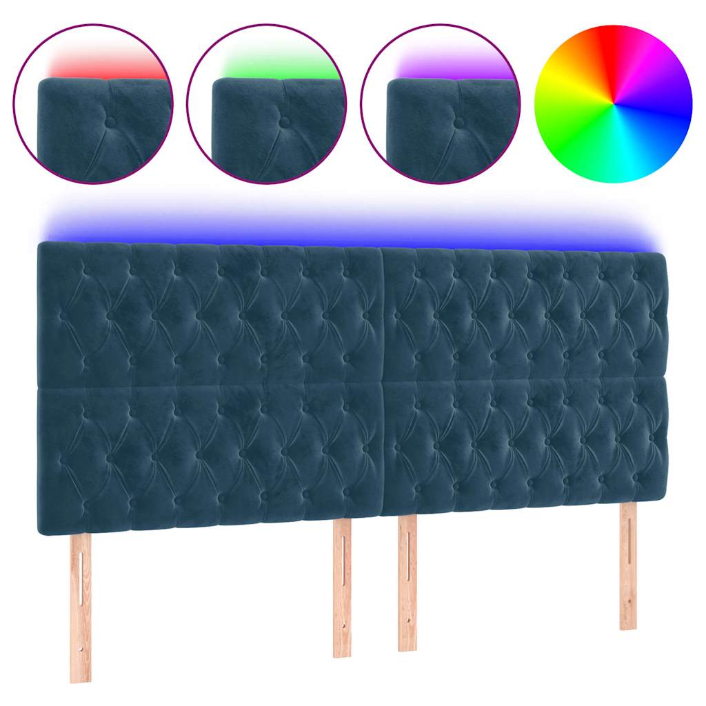 Hoofdbord LED 200x7x118/128 cm fluweel donkerblauw is nu te koop bij PeponiXL, paradijselijk wonen!