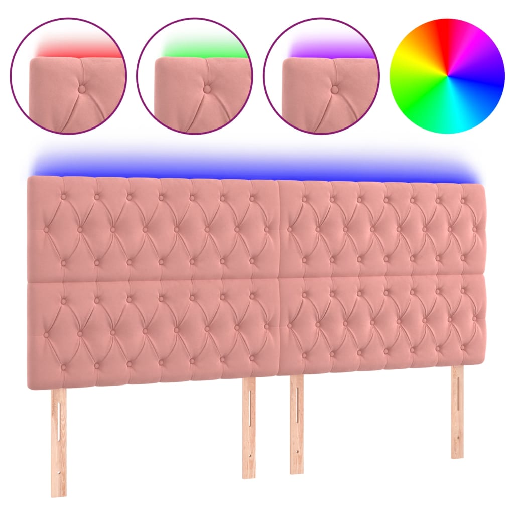 Hoofdbord LED 200x7x118/128 cm fluweel roze is nu te koop bij PeponiXL, paradijselijk wonen!