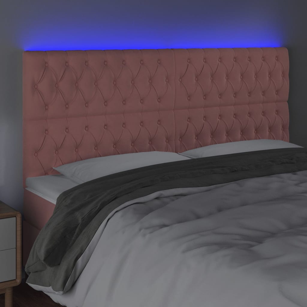 Hoofdbord LED 200x7x118/128 cm fluweel roze is nu te koop bij PeponiXL, paradijselijk wonen!