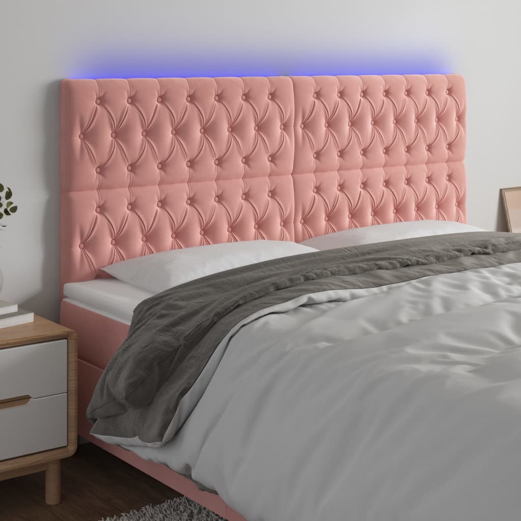 Hoofdbord LED 200x7x118/128 cm fluweel roze is nu te koop bij PeponiXL, paradijselijk wonen!