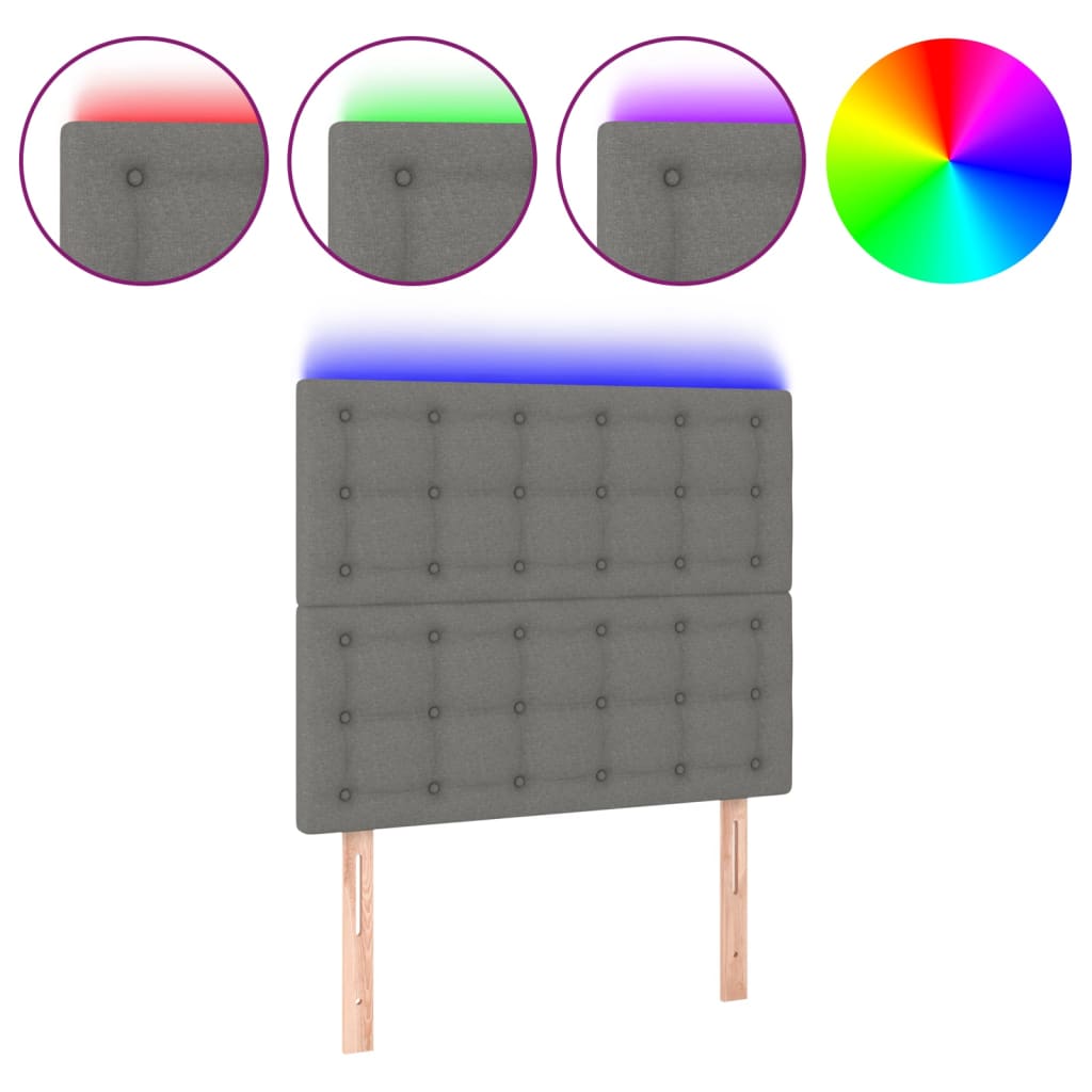 Hoofdbord LED 80x5x118/128 cm stof donkergrijs is nu te koop bij PeponiXL, paradijselijk wonen!