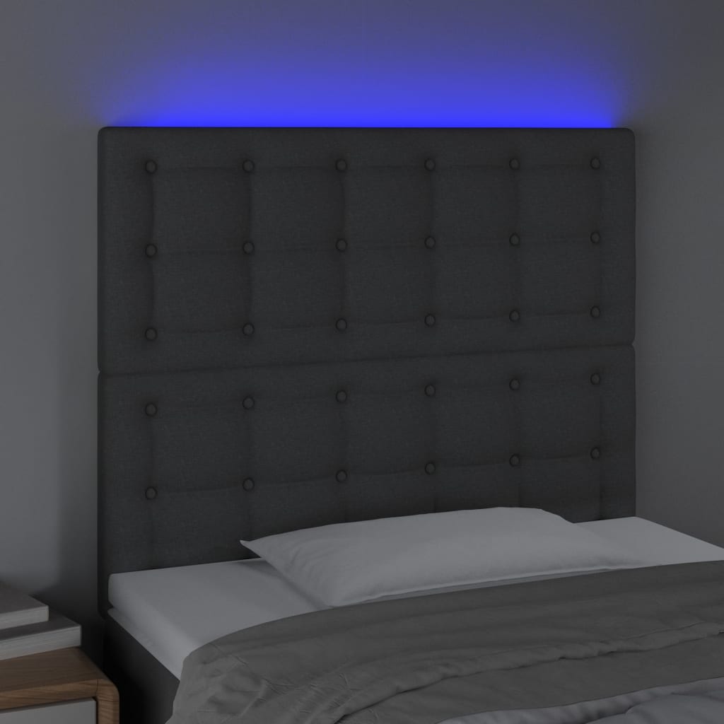 Hoofdbord LED 80x5x118/128 cm stof donkergrijs is nu te koop bij PeponiXL, paradijselijk wonen!