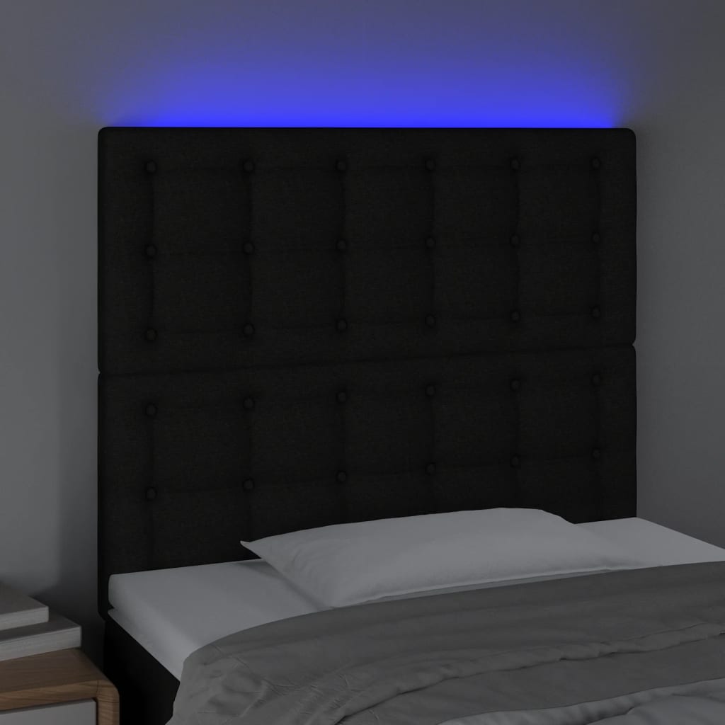 Hoofdbord LED 80x5x118/128 cm stof zwart is nu te koop bij PeponiXL, paradijselijk wonen!