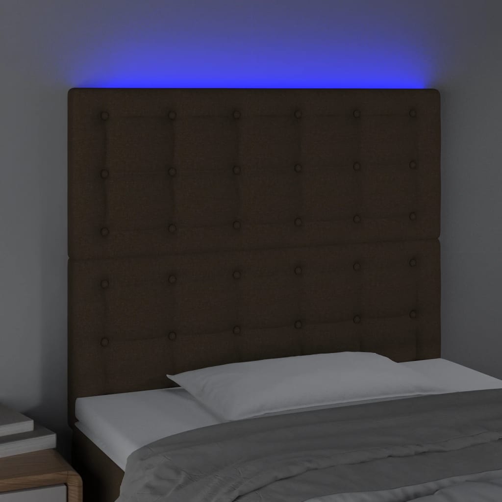 Hoofdbord LED 80x5x118/128 cm stof donkerbruin is nu te koop bij PeponiXL, paradijselijk wonen!
