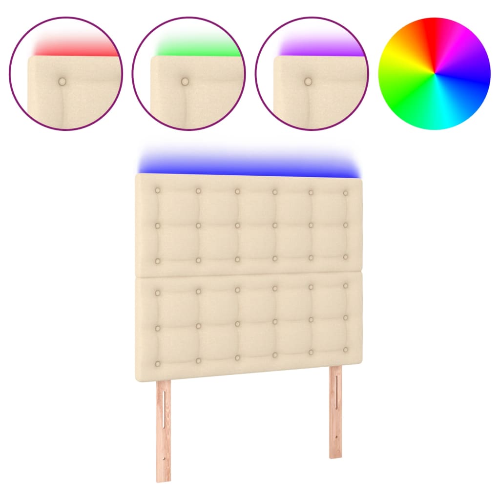Hoofdbord LED 80x5x118/128 cm stof crèmekleurig is nu te koop bij PeponiXL, paradijselijk wonen!