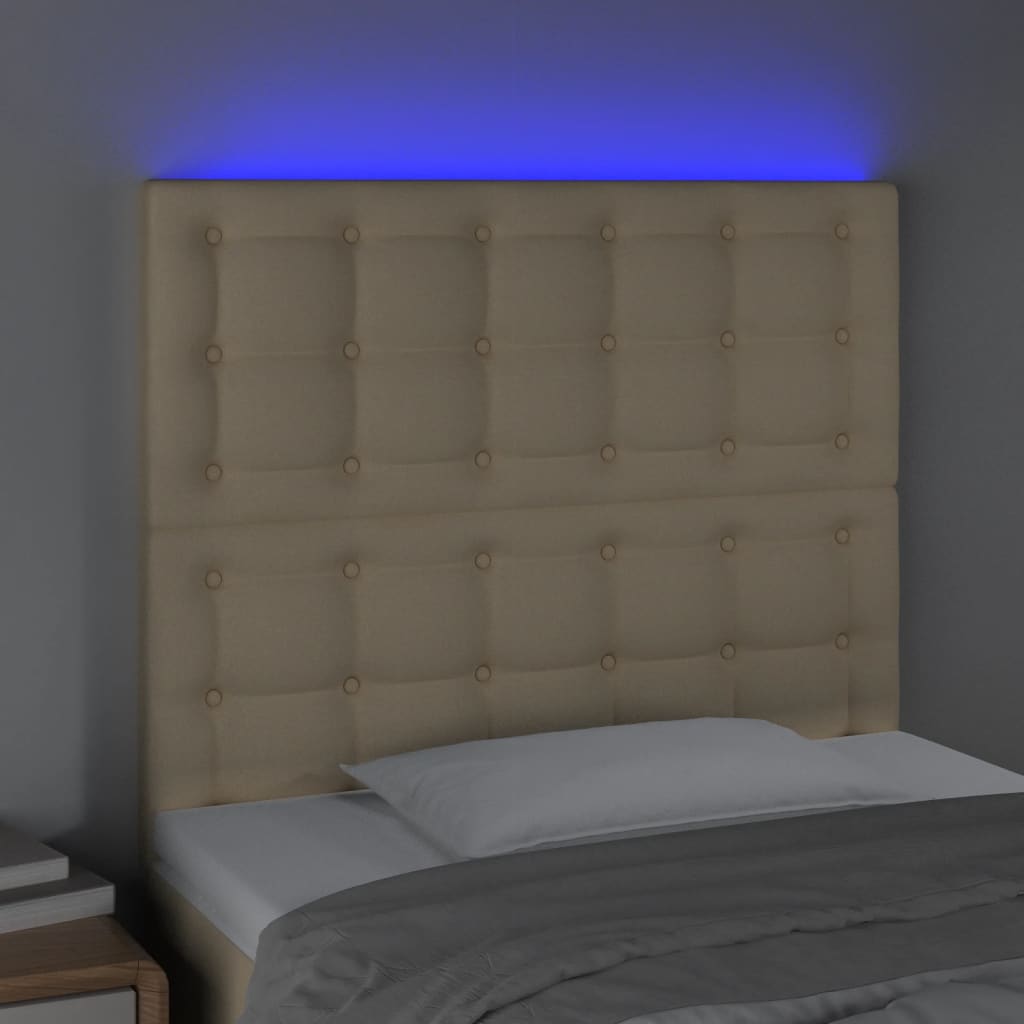 Hoofdbord LED 80x5x118/128 cm stof crèmekleurig is nu te koop bij PeponiXL, paradijselijk wonen!