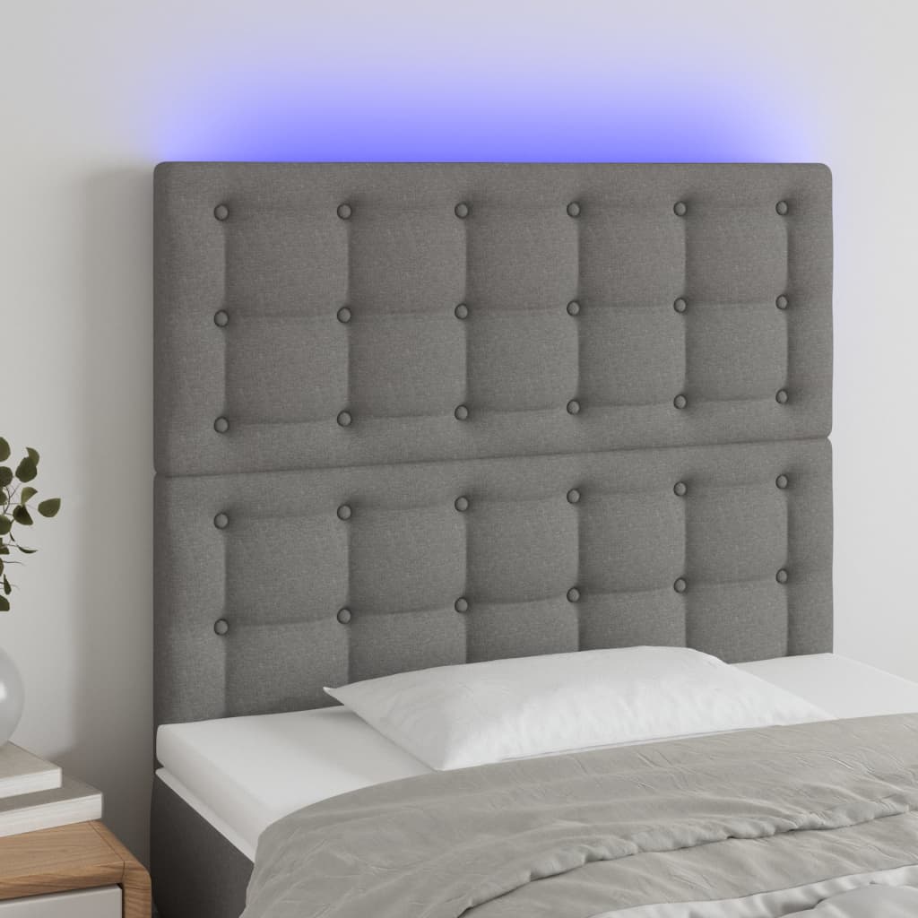 Hoofdbord LED 90x5x118/128 cm stof donkergrijs is nu te koop bij PeponiXL, paradijselijk wonen!