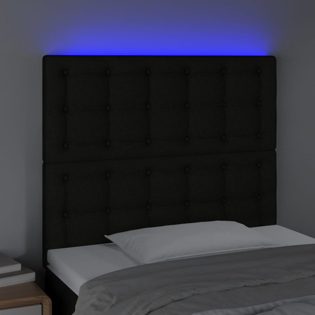 Hoofdbord LED 90x5x118/128 cm stof zwart is nu te koop bij PeponiXL, paradijselijk wonen!