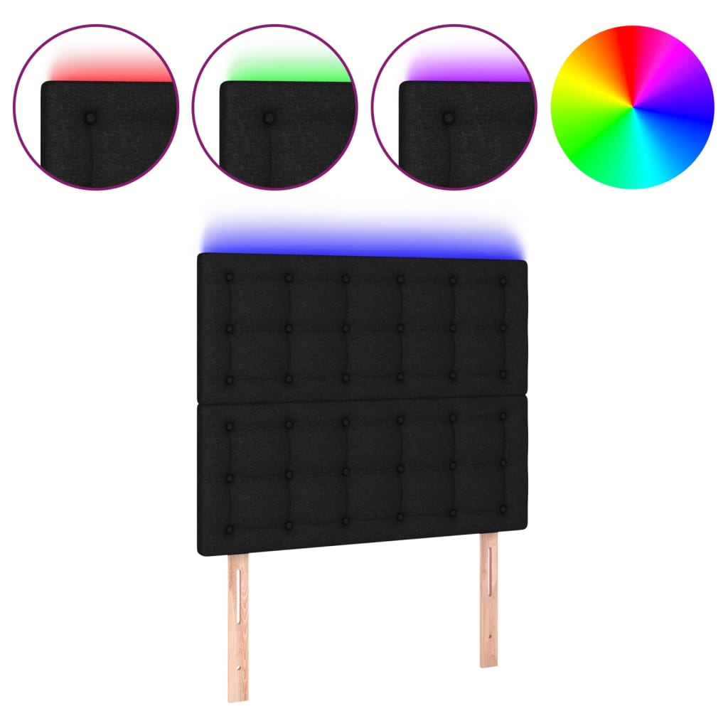 Hoofdbord LED 100x5x118/128 cm stof zwart is nu te koop bij PeponiXL, paradijselijk wonen!