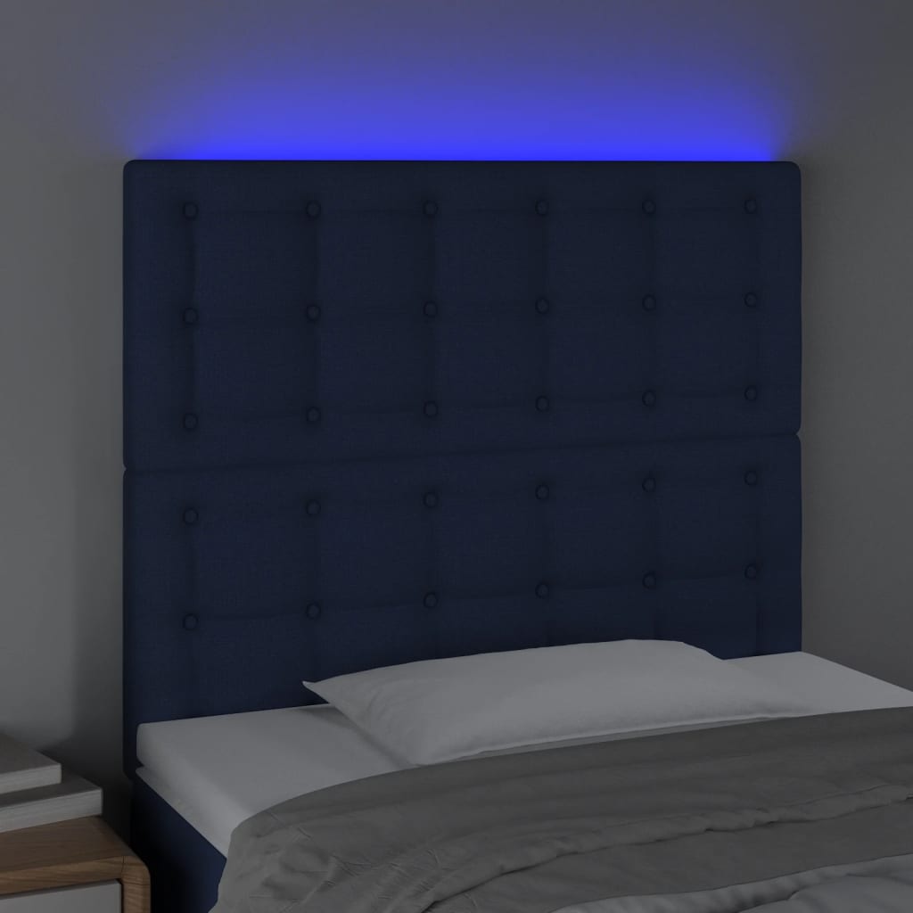 Hoofdbord LED 100x5x118/128 cm stof blauw is nu te koop bij PeponiXL, paradijselijk wonen!