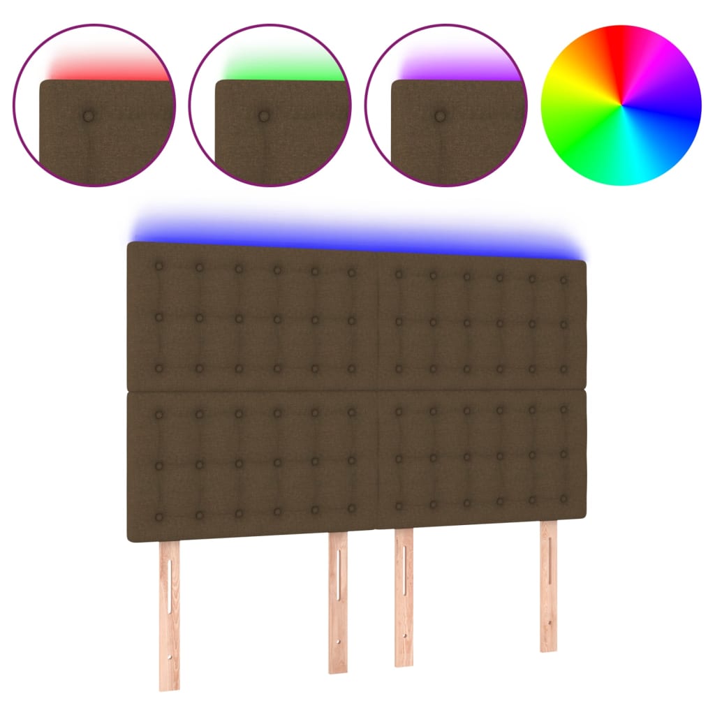 Hoofdbord LED 144x5x118/128 cm stof donkerbruin is nu te koop bij PeponiXL, paradijselijk wonen!