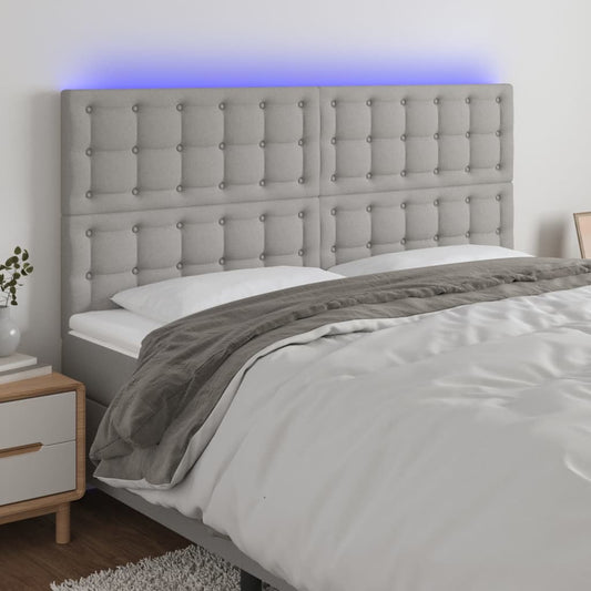 Hoofdbord LED 160x5x118/128 cm stof lichtgrijs is nu te koop bij PeponiXL, paradijselijk wonen!