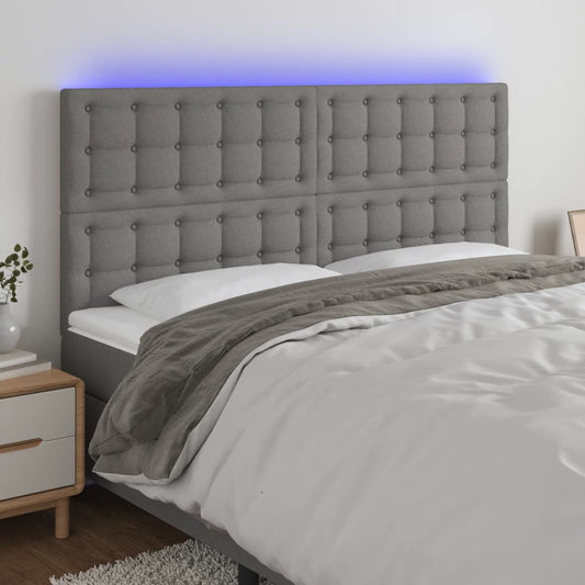 Hoofdbord LED 160x5x118/128 cm stof donkergrijs is nu te koop bij PeponiXL, paradijselijk wonen!