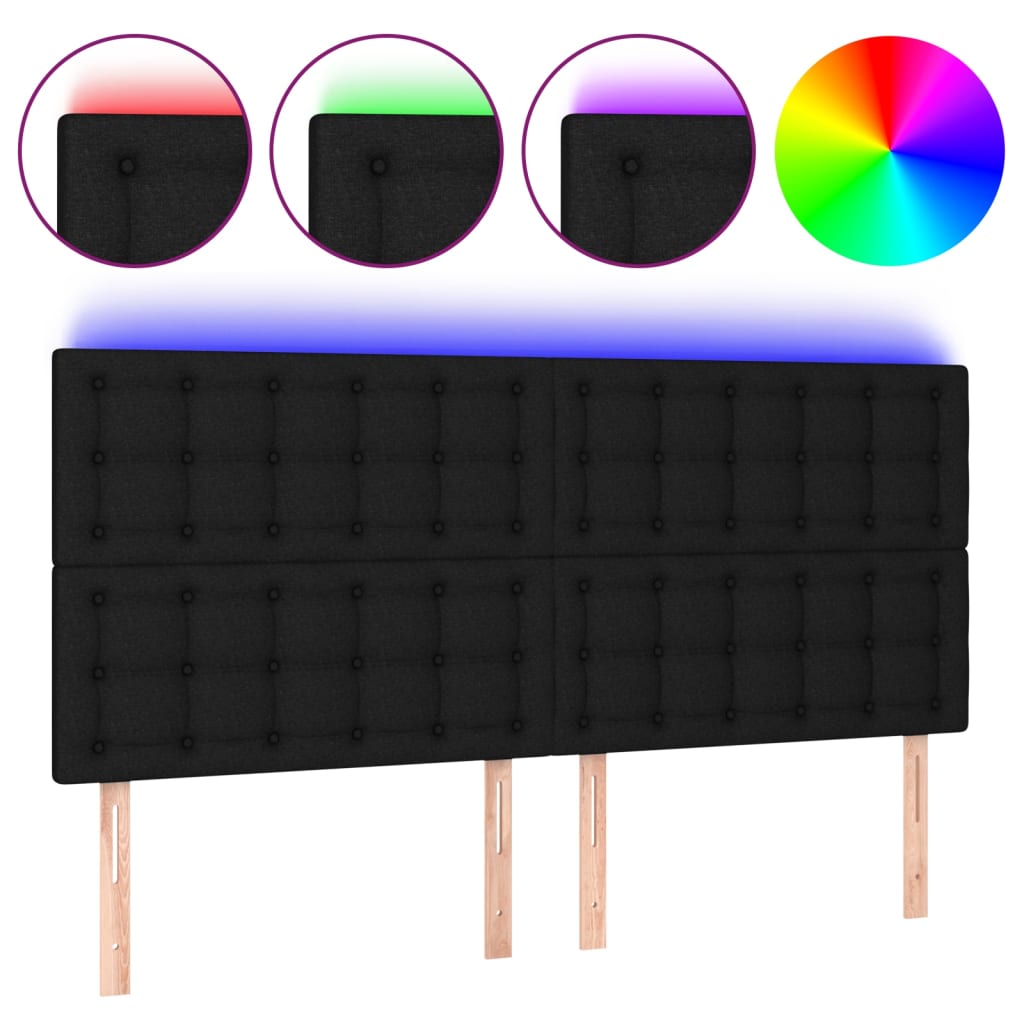 Hoofdbord LED 160x5x118/128 cm stof zwart is nu te koop bij PeponiXL, paradijselijk wonen!