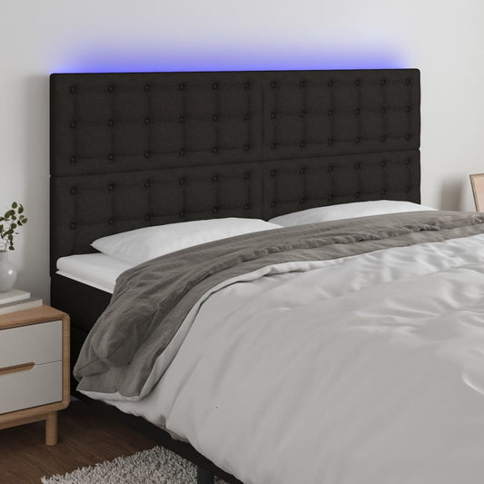 Hoofdbord LED 160x5x118/128 cm stof zwart is nu te koop bij PeponiXL, paradijselijk wonen!