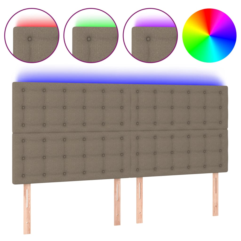 Hoofdbord LED 160x5x118/128 cm stof taupe is nu te koop bij PeponiXL, paradijselijk wonen!