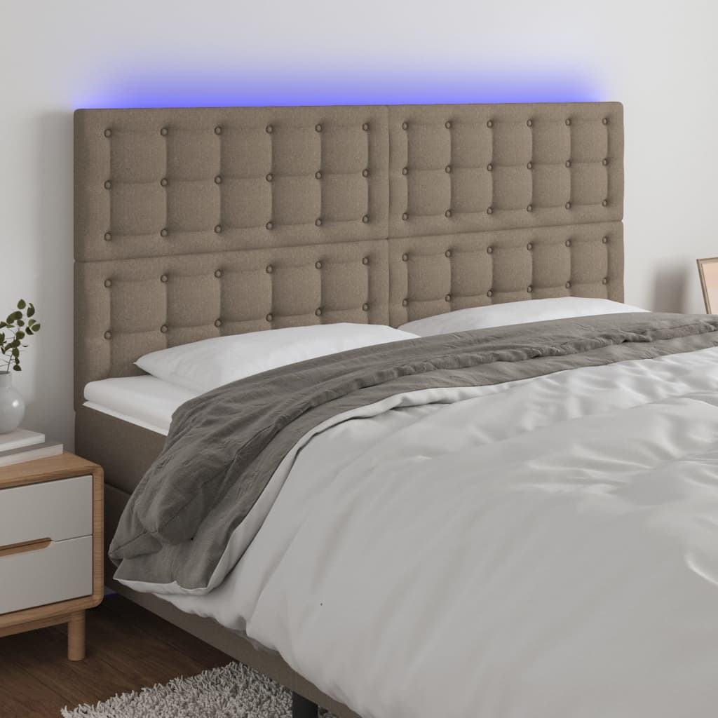 Hoofdbord LED 160x5x118/128 cm stof taupe is nu te koop bij PeponiXL, paradijselijk wonen!