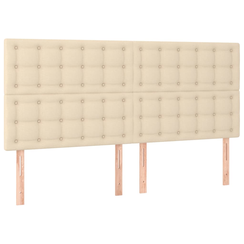 Hoofdbord LED 160x5x118/128 cm stof crèmekleurig is nu te koop bij PeponiXL, paradijselijk wonen!