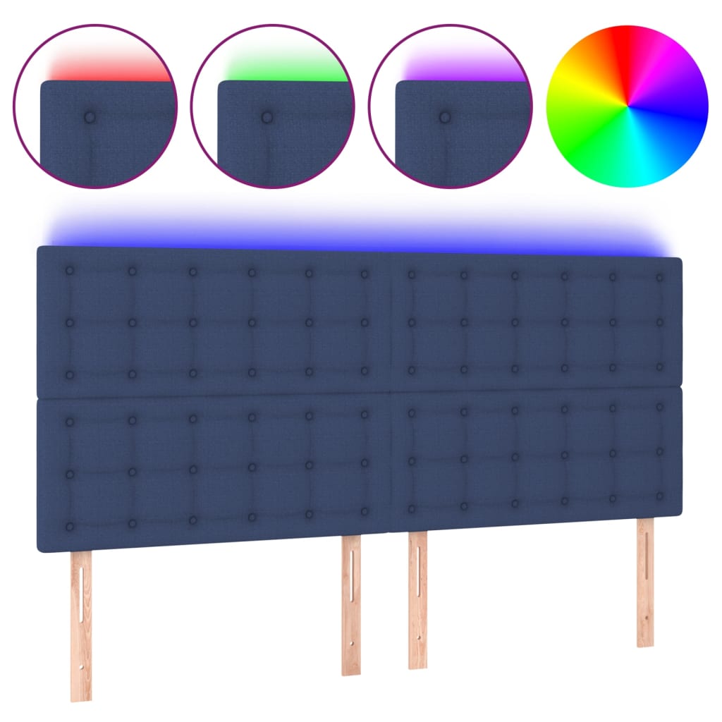 Hoofdbord LED 160x5x118/128 cm stof blauw is nu te koop bij PeponiXL, paradijselijk wonen!