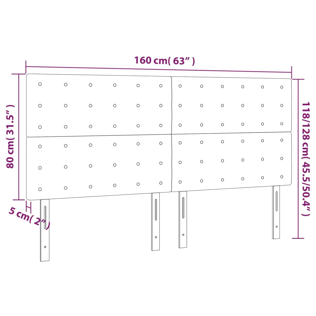 Hoofdbord LED 160x5x118/128 cm stof blauw is nu te koop bij PeponiXL, paradijselijk wonen!
